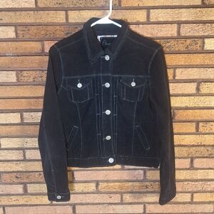 Amethyst Black Medium Corduroy Button Jacket